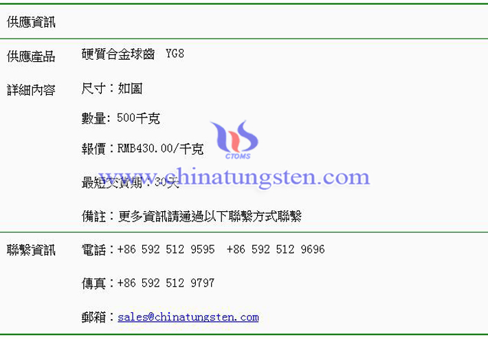 硬質(zhì)合金球齒價(jià)格表圖片