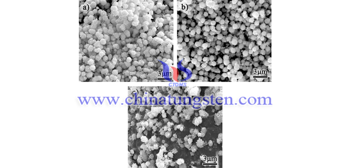 醇溶劑為乙醇時不同時間下納米紅外隔熱材料用氧化鎢納米球粒子的SEM形貌照片