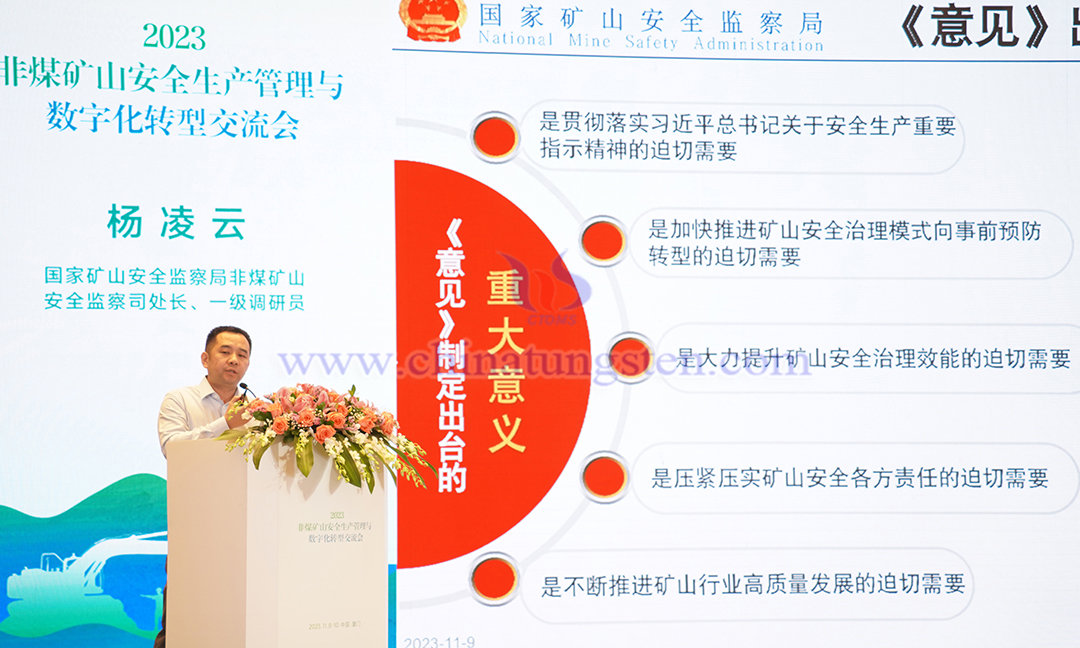 國家礦山安全監(jiān)察局非煤礦山安全監(jiān)察司處長、一級調(diào)研員 楊淩雲(yún)