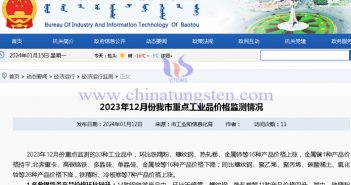 2023年12月包頭稀土價格環(huán)比多數(shù)下降公告