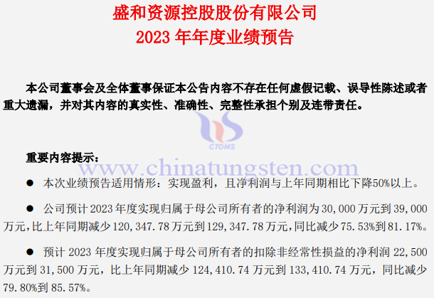 盛和資源2023年業(yè)績(jī)預(yù)報(bào)
