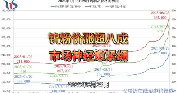 2025年1月-8月28日鎢製品價格走勢