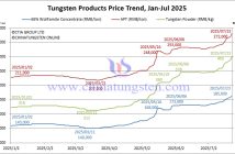 Tungsten Price Trend from January to July 23, 2025