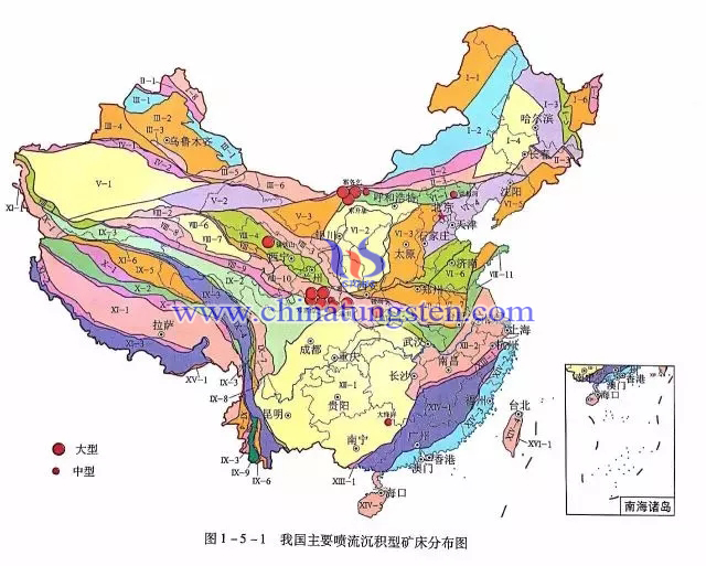 我國主要噴流沉積型礦床分布圖