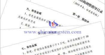 產(chǎn)業(yè)結(jié)構(gòu)調(diào)整指導(dǎo)目錄征求意見：涉鎢鉬類
