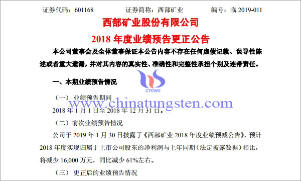 西部礦業(yè)2018年業(yè)績(jī)預(yù)告圖片