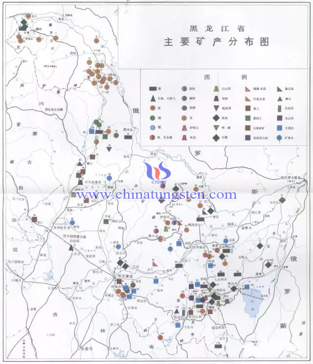 黑龍江省主要礦產(chǎn)分布圖