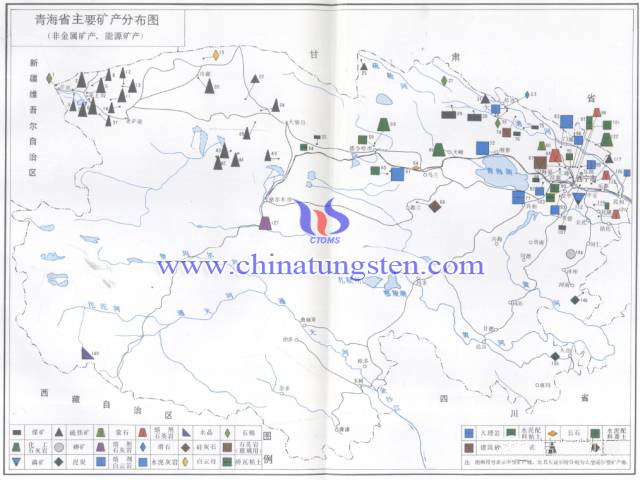 青海省主要礦產(chǎn)分布圖-非金屬礦產(chǎn)、能源礦產(chǎn)