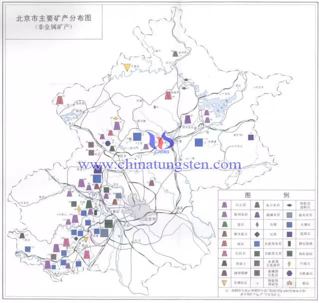 北京市主要礦產(chǎn)分布圖-非金屬礦產(chǎn)