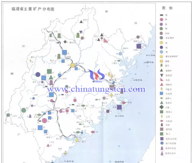 福建主要礦產(chǎn)分布圖