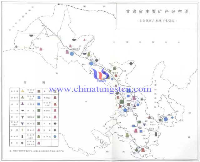 甘肅主要礦產(chǎn)分布圖-非金屬礦產(chǎn)、地下水資源