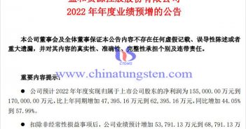 盛和資源2022年凈利預(yù)增公告圖片